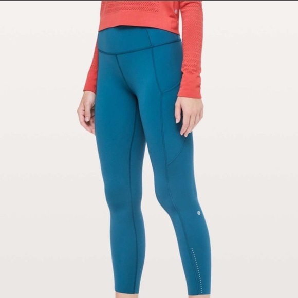 Lululemon Fast & Free Teal High-Waisted Leggings - Picture 1 of 10